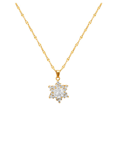 COLLIER EN ACIER DORE AVEC PENDENTIF ETOILE STRASS