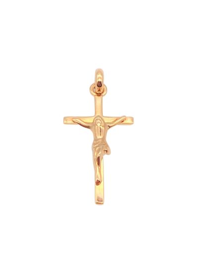 PENDENTIF EN PLAQUE OR CROIX AVEC CHRIST