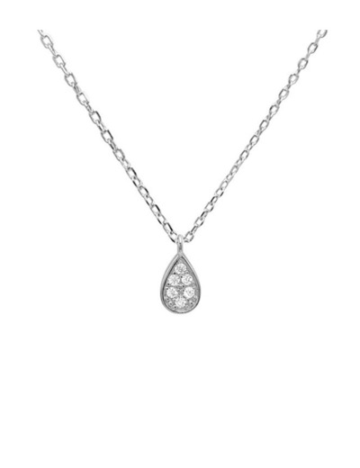 COLLIER EN ARGENT AVEC PENDENTIF GOUTTE ET PIERRES