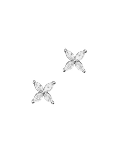 BOUCLES D'OREILLES EN ARGENT FLEUR AVEC PIERRES