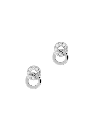 BOUCLES D'OREILLES EN ARGENT 2 CERCLES AVEC PIERRES