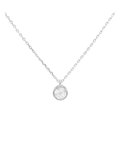 COLLIER EN ARGENT AVEC PENDENTIF ROND ET PIERRES