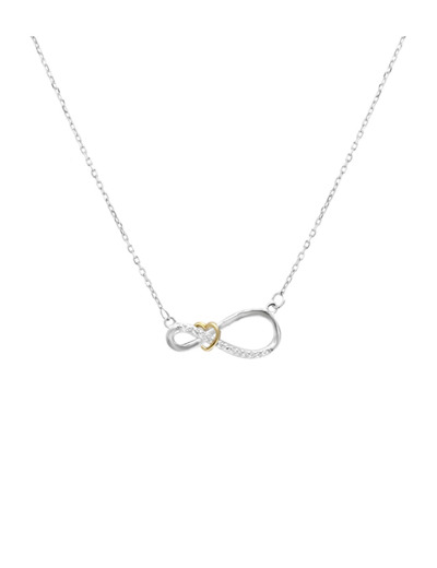 COLLIER EN ARGENT MOTIF INFINI AVEC COEUR DORE