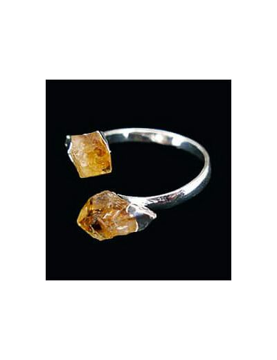 Claraline : Bague Double Citrine Plaquée Argent