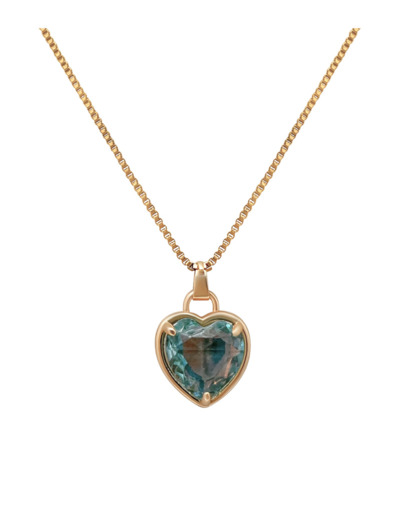 COLLIER PENDENTIF COEUR BLEU AIGUE-MARINE