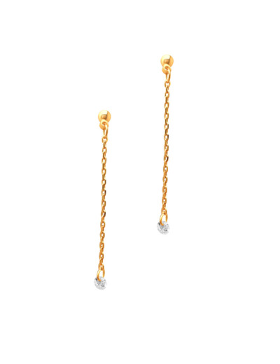 BOUCLES D'OREILLES EN PLAQUE OR PENDANT AVEC ZIRCONIUM