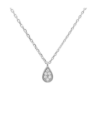 COLLIER EN ARGENT AVEC PENDENTIF GOUTTE ET PIERRES