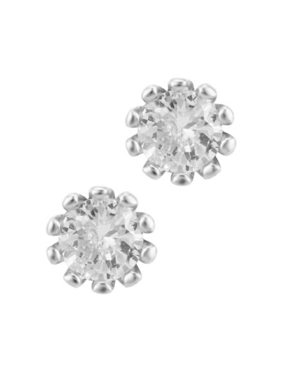 BOUCLES D'OREILLES EN ARGENT SOLITAIRE 4 MM