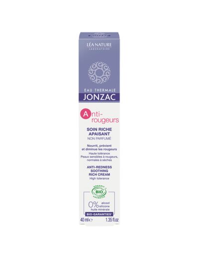 Jonzac : ETJ Anti-Rougeurs - Soin Riche Apaisant bio non parfumé 40 ml