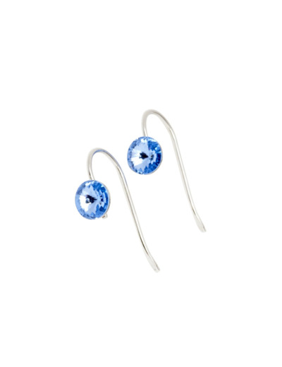 BOUCLES D'OREILLES CROCHET EN ARGENT CRISTAL SWAROVSKI BLEU