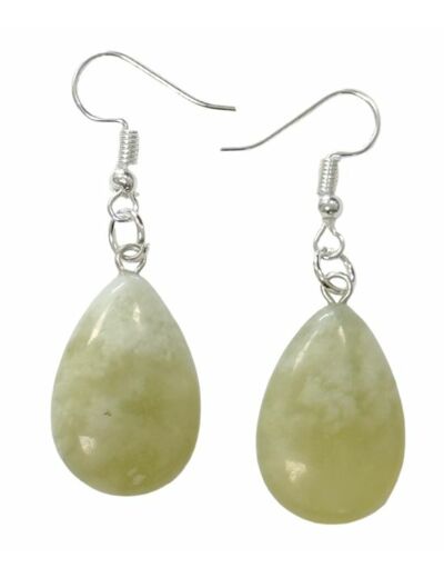 Claraline : Boucles d'Oreilles Goutte Jade de Chine