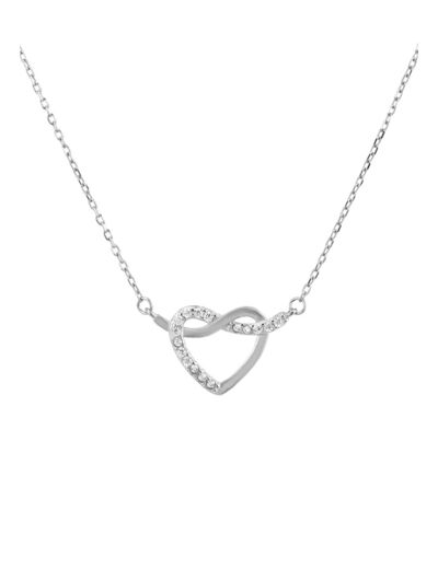 COLLIER EN ARGENT COEUR AVEC NOEUD ET PIERRES