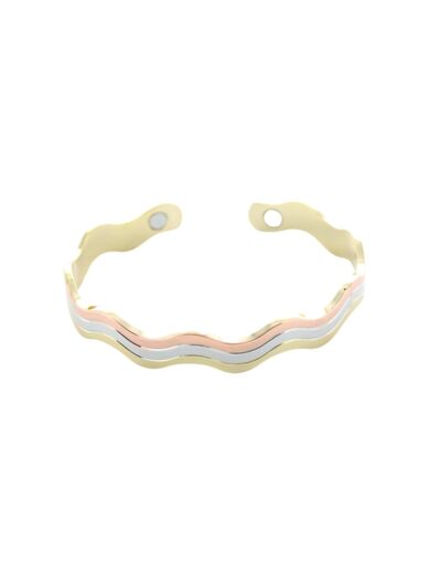 Claraline : Bracelet Cuivre avec Aimants Jonc Forme Vagues 3 Métaux