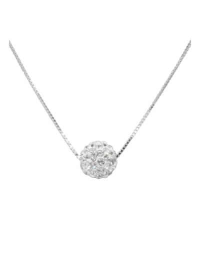 COLLIER EN ARGENT BOULE STRASS