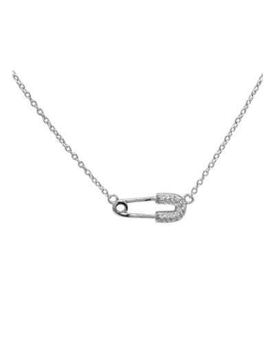 COLLIER EN ARGENT EPINGLE DE NOURRICE AVEC PIERRES