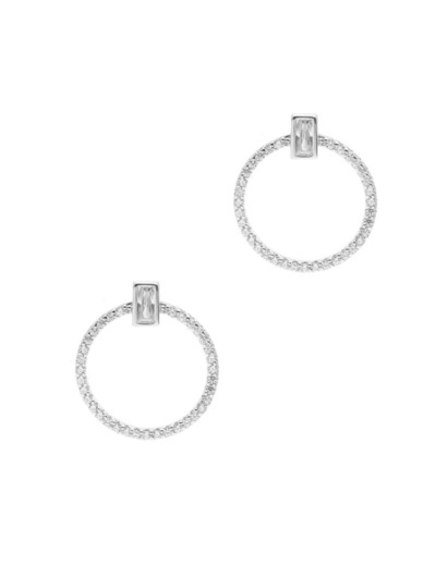 BOUCLES D'OREILLES EN ARGENT CERCLE SERTI DE PIERRES