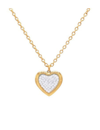 COLLIER EN ACIER DORE AVEC PENDENTIF COEUR ET STRASS