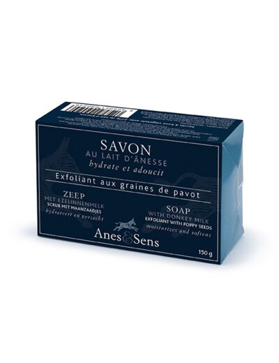 Anes et Sens : Savon au Lait d'Ânesse Exfoliant Graines Pavot 150 g