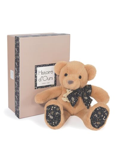 Coffret peluche ours marron clair 25 cm