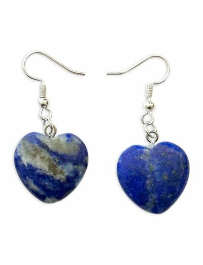 Claraline : Boucles d'Oreilles Coeur Lapis Lazuli