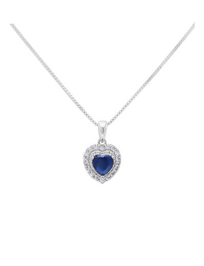 COLLIER EN ARGENT PENDENTIF COEUR BLEU