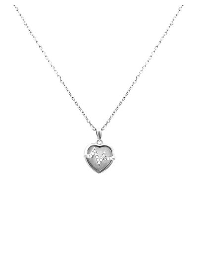 COLLIER EN ACIER PENDENTIF COEUR ET ECLAIR STRASS