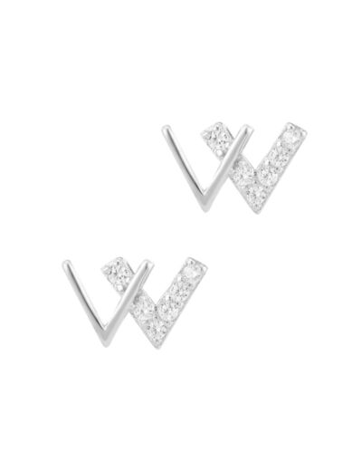 BOUCLES D'OREILLES EN ARGENT 2 V AVEC PIERRES