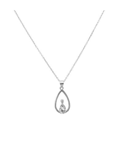 COLLIER EN ARGENT PENDENTIF GOUTTE ET PIERRE