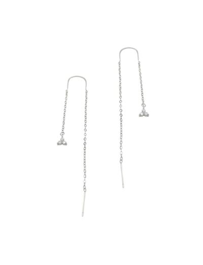 BOUCLES D'OREILLES EN ARGENT PETIT TRIANGLE PENDANT AVEC PIERRES