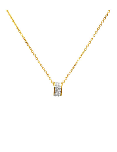 COLLIER EN ACIER DORE CYLINDRE AVEC STRASS