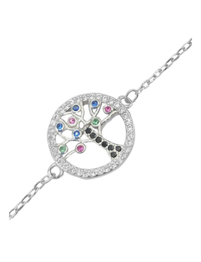 BRACELET EN ARGENT ARBRE DE VIE MULTICOLORE