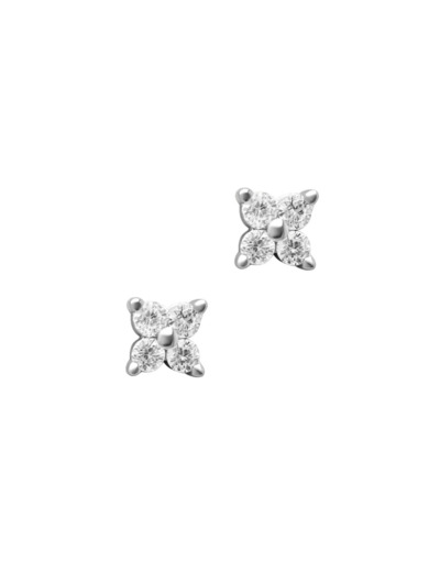 BOUCLES D'OREILLES EN ARGENT FLEUR AVEC PIERRES