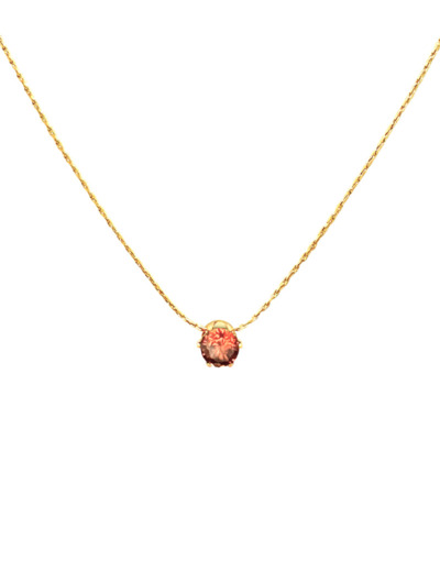 COLLIER EN ACIER DORE AVEC PENDENTIF SOLITAIRE RUBIS