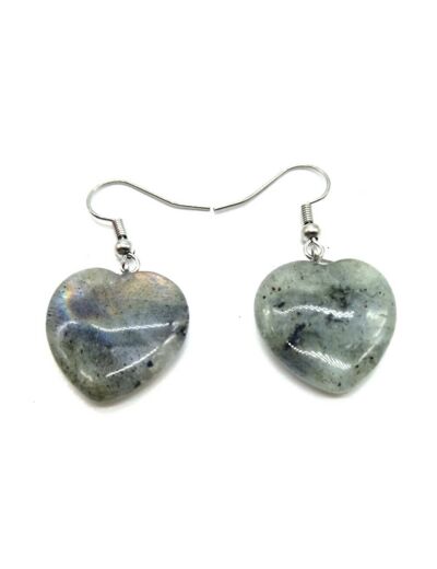 Claraline : Boucles d'Oreilles Coeur Labradorite