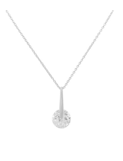 COLLIER EN ARGENT PENDENTIF BARRE ET SOLITAIRE