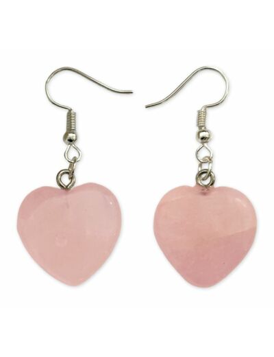 Claraline : Boucles d'Oreilles Coeur Quartz Rose