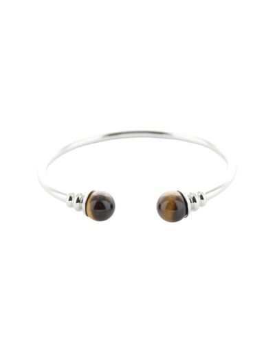 Claraline : Bracelet cuivre avec Aimants Jonc Métal argenté Perles Œil de Tigre