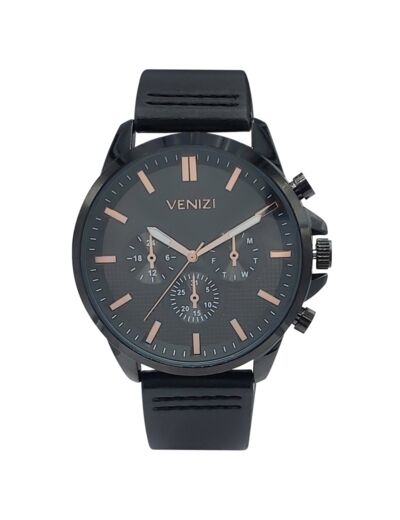 Montre Venizi rosée bracelet cuir noir