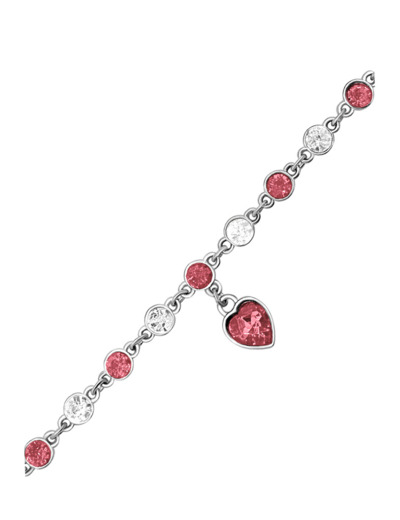 BRACELET MULTI STRASS, COEUR "INDIAN PINK"