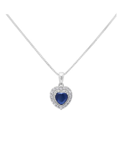 COLLIER EN ARGENT PENDENTIF COEUR BLEU