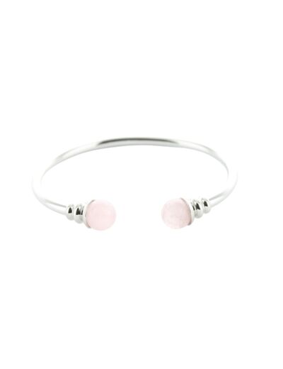 Claraline : Bracelet cuivre avec Aimants Jonc Métal argenté Perles Quartz Rose