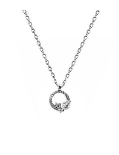 COLLIER EN ARGENT PENDENTIF CERCLE SERTI DE PIERRES ET 3 PIERRES