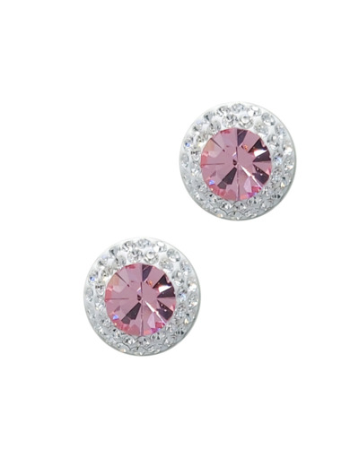 BOUCLES D'OREILLES EN ARGENT STRASS ROSE ET BLANCS