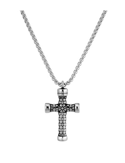 COLLIER EN ACIER PENDENTIF CROIX