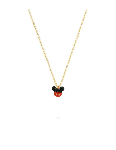 COLLIER EN ACIER DORE PENDENTIF MICKEY MOUSE AVEC STRASS