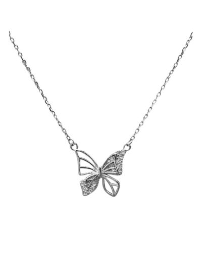 COLLIER EN ARGENT MOTIF PAPILLON AVEC PIERRES