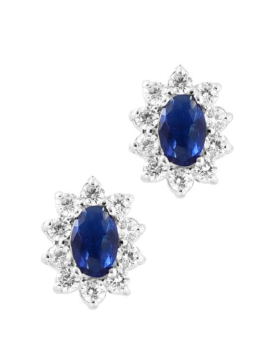 BOUCLES D'OREILLES EN ARGENT FLEUR BLEUE