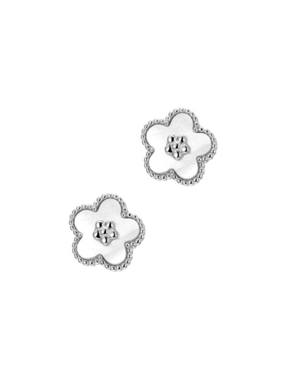 BOUCLES D'OREILLES EN ARGENT MOTIF FLEUR AVEC NACRE