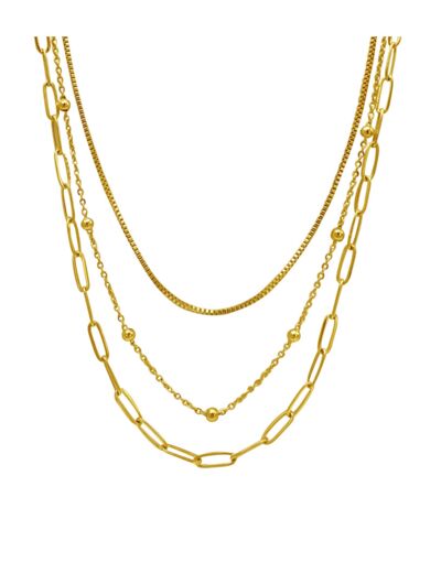 COLLIER EN ACIER DORE 3 MAILLES