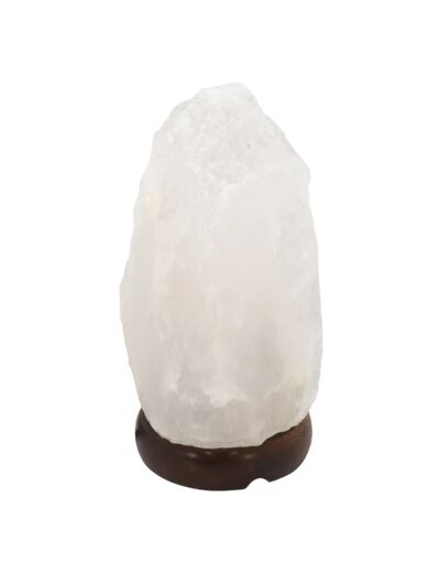 Claraline : Lampe de sel blanche 2-3 kg pied en bois originel